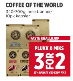 Meny COFFEE OF THE WORLD tilbud