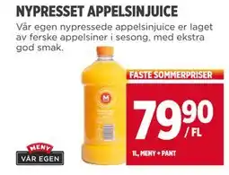 Meny NYPRESSET APPELSINJUICE, NOK 79.9 tilbud