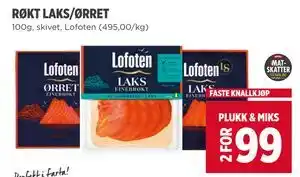 Meny RØKT LAKS/ØRRET, NOK 99 tilbud