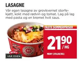Meny LASAGNE, NOK 21.9 tilbud