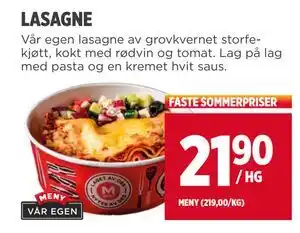 Meny LASAGNE, NOK 21.9 tilbud