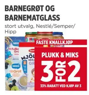 Meny BARNEGRØT OG BARNEMATGLASS tilbud