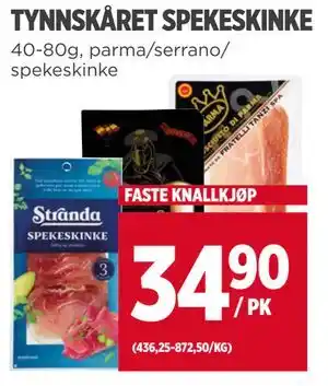 Meny TYNNSKÅRET SPEKESKINKE, NOK 34.9 tilbud