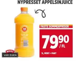 Meny NYPRESSET APPELSINJUICE, NOK 79.9 tilbud