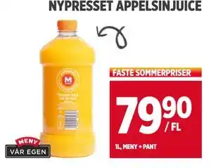 Meny NYPRESSET APPELSINJUICE, NOK 79.9 tilbud