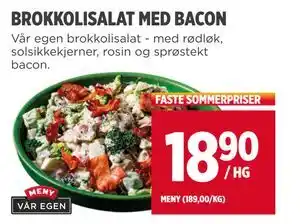 Meny BROKKOLISALAT MED BACON, NOK 18.9 tilbud