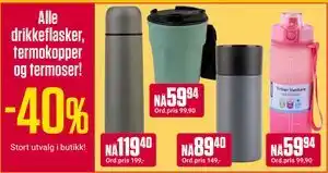 Europris Alle drikkeflasker, termokopper og termoser! tilbud