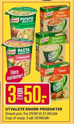 Europris UTVALGTE KNORR-PRODUKTER, NOK 50 tilbud