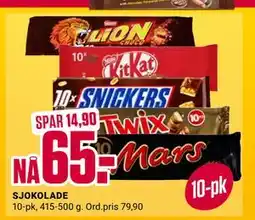 Europris SJOKOLADE, NOK 65 tilbud