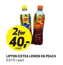 Bunnpris LIPTON ICETEA LEMON OG PEACH, NOK 40 tilbud
