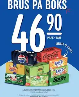 Rema 1000 GJELDER VARIANTER FRA RINGNES/COCA-COLA, NOK 46.9 tilbud