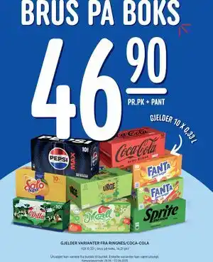 Rema 1000 GJELDER VARIANTER FRA RINGNES/COCA-COLA, NOK 46.9 tilbud