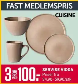 Europris SERVISE VIDDA, Medlemspris tilbud