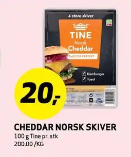 Bunnpris CHEDDAR NORSK SKIVER, NOK 20 tilbud