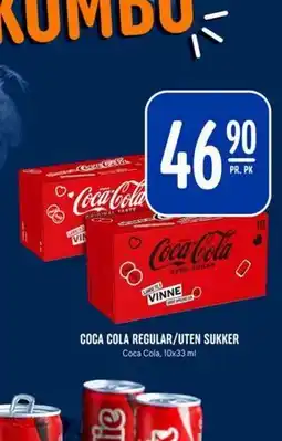 Rema 1000 COCA COLA REGULAR/UTEN SUKKER, NOK 46.9 tilbud