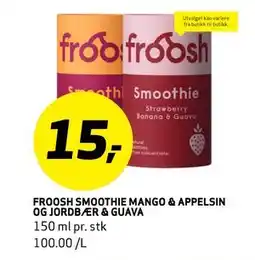 Bunnpris FROOSH SMOOTHIE MANGO & APPELSIN OG JORDBÆR & GUAVA, NOK 15 tilbud