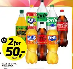 Bunnpris ALLE 1,5 L FRA COCA COLA, NOK 50 tilbud