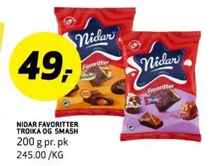 Bunnpris NIDAR FAVORITTER TROIKA OG SMASH, NOK 49 tilbud