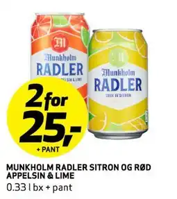 Bunnpris MUNKHOLM RADLER SITRON OG RØD APPELSIN & LIME, NOK 25 tilbud