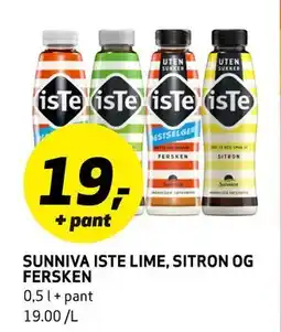 Bunnpris SUNNIVA ISTE LIME, SITRON OG FERSKEN, NOK 19 tilbud