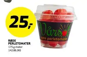 Bunnpris RØDE PERLETOMATER, NOK 25 tilbud