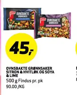 Bunnpris OVNSBAKTE GRØNNSAKER SITRON & HVITLØK OG SOYA & LIME, NOK 45 tilbud