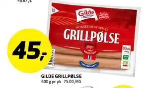 Bunnpris GILDE GRILLPØLSE, NOK 45 tilbud