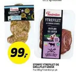 Bunnpris STORFE YTREFILET OG GRILLFILET GRESK, NOK 99.99 tilbud