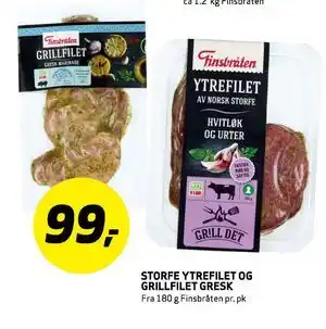 Bunnpris STORFE YTREFILET OG GRILLFILET GRESK, NOK 99.99 tilbud
