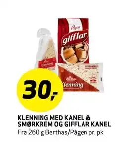Bunnpris KLENNING MEDKANEL & SMØRKREM OG GIFFLAR KANEL., NOK 30 tilbud