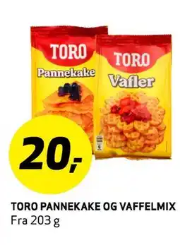 Bunnpris TORO PANNEKAKE OG VAFFELMIX, NOK 20 tilbud