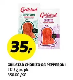 Bunnpris GRILSTAD CHORIZO OG PEPPERONI, NOK 35 tilbud