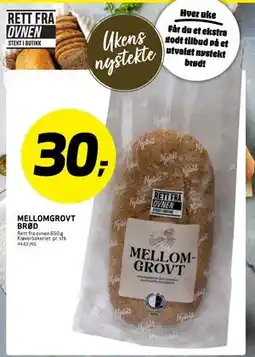 Bunnpris MELLOMGROVT BRØD, NOK 30 tilbud