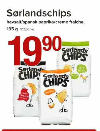 Spar Sørlandschips tilbud