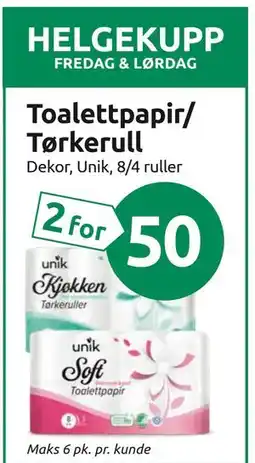 Joker Toalettpapir/ Tørkerull, NOK 50 tilbud