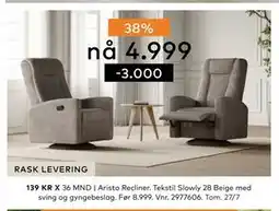 Skeidar Aristo Recliner tilbud