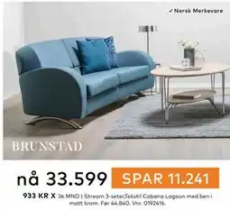 Skeidar Stream 3-seter, NOK 33599 tilbud