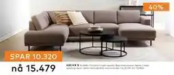 Skeidar Portland U-sofa oppsett, NOK 15479 tilbud