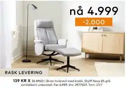 Skeidar Brian hvilestol med krakk, NOK 4999 tilbud