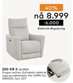 Skeidar Oregon recliner, NOK 8999 tilbud