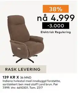 Skeidar Indiana hvilestol, NOK 4999 tilbud