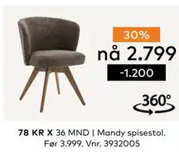 Skeidar Mandy spisestol, NOK 2799 tilbud