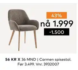 Skeidar Carmen spisestol, NOK 1999 tilbud