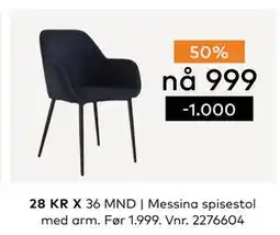 Skeidar Messina spisestol med arm, NOK 999 tilbud