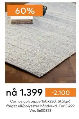 Skeidar Cornus gulvteppe, NOK 1399 tilbud