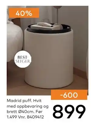 Skeidar Madrid puff, NOK 899 tilbud