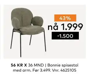 Skeidar Bonnie spisestol med arm, NOK 1999 tilbud