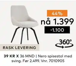 Skeidar Nero spisestol med sving, NOK 1399 tilbud