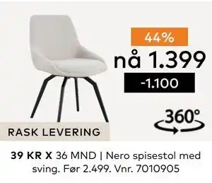 Skeidar Nero spisestol med sving, NOK 1399 tilbud