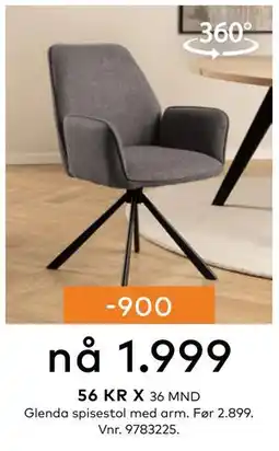 Skeidar Glenda spisestol med arm, NOK 1999 tilbud